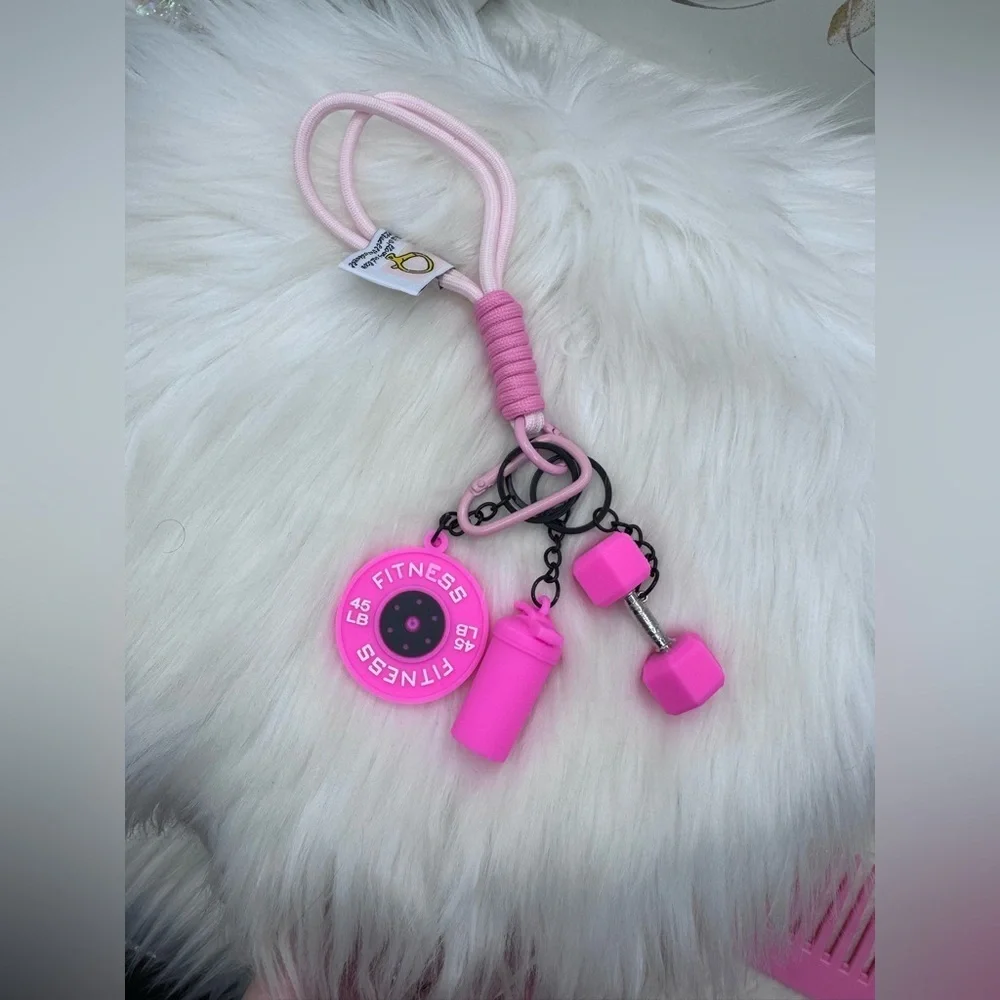 Pinkness Fitness Keychain Set w/ Wristlet bracelet